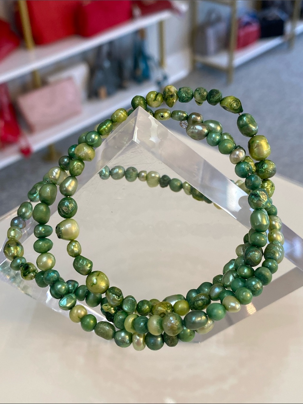 Green Freshwater Pearl Wrap Bracelet